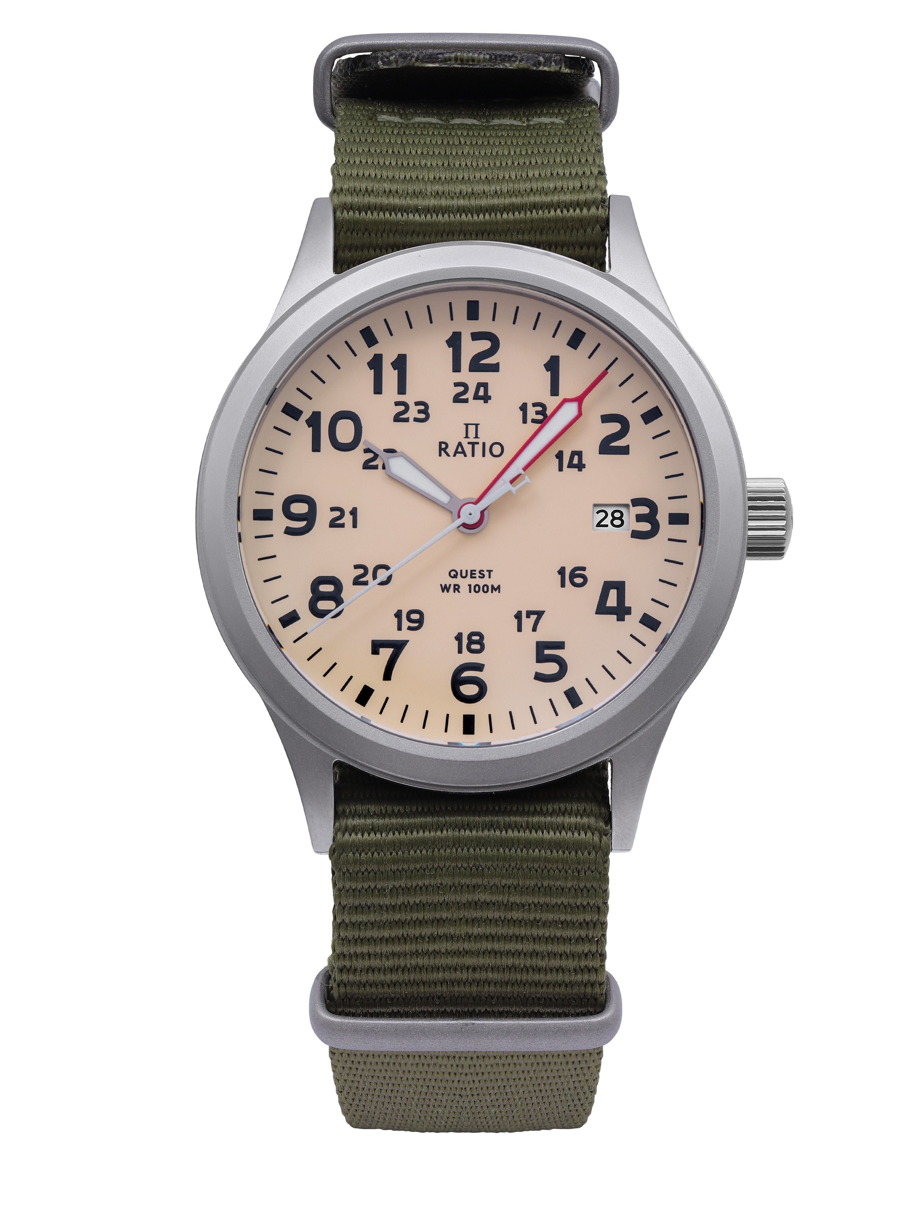Ratio Quest Men's Field Watch Sapphire Nylon Strap Quartz RTQ011 100M Lewis And Clark Edition