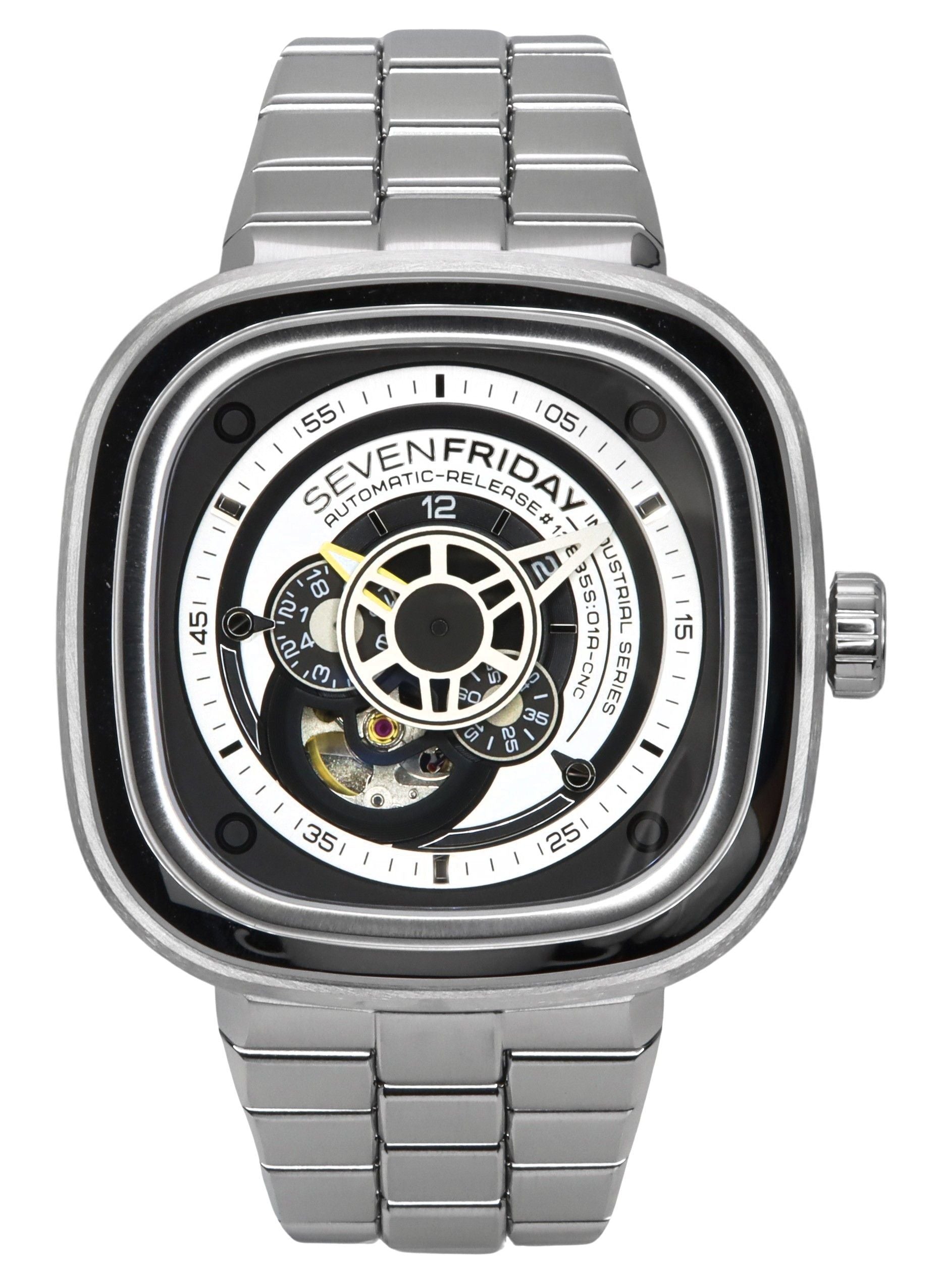 Sevenfriday P-Series NFC Black And White Open Heart Dial Automatic P1B/01M SF-P1B-01M Men's Watch