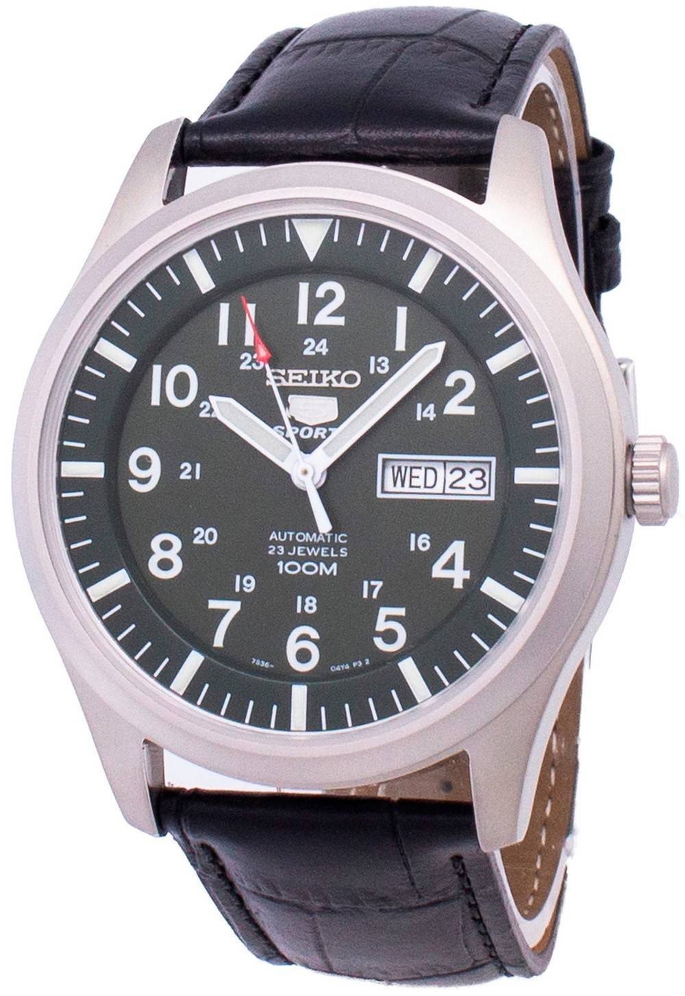 Seiko 5 Sports Automatic Black Leather SNZG09K1-var-LS6 100M Men's Watch