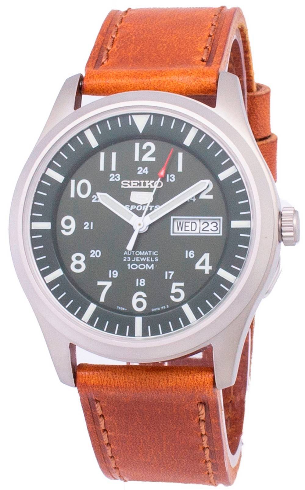 Seiko 5 Sports Automatic Ratio Brown Leather SNZG09K1-var-LS9 Men's Watch