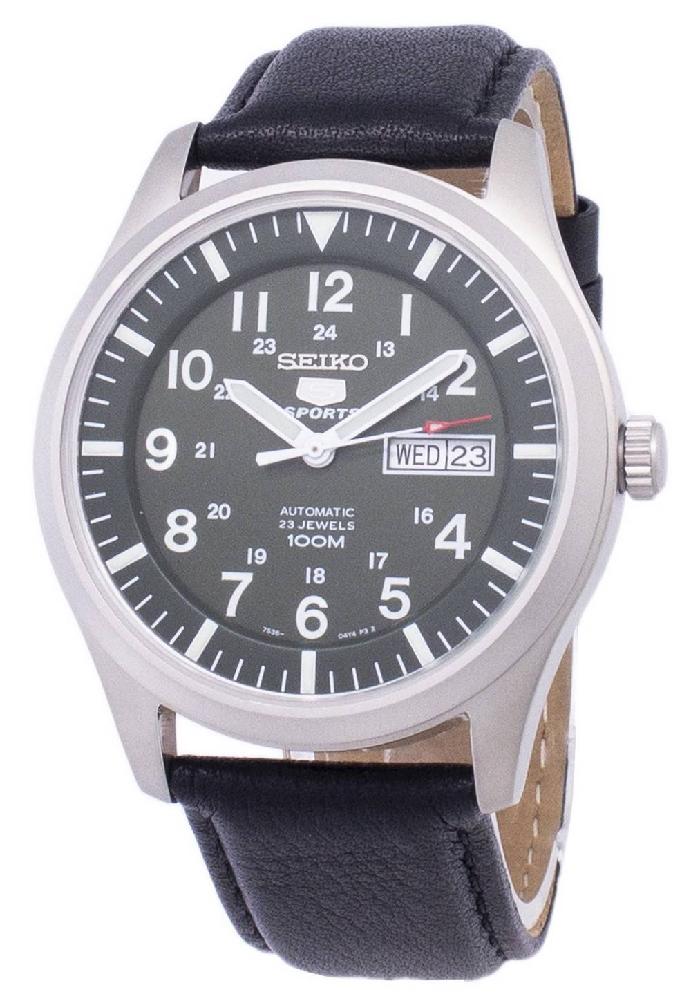 Seiko 5 Sports Automatic Black Leather SNZG09K1-var-LS10 100M Men's Watch