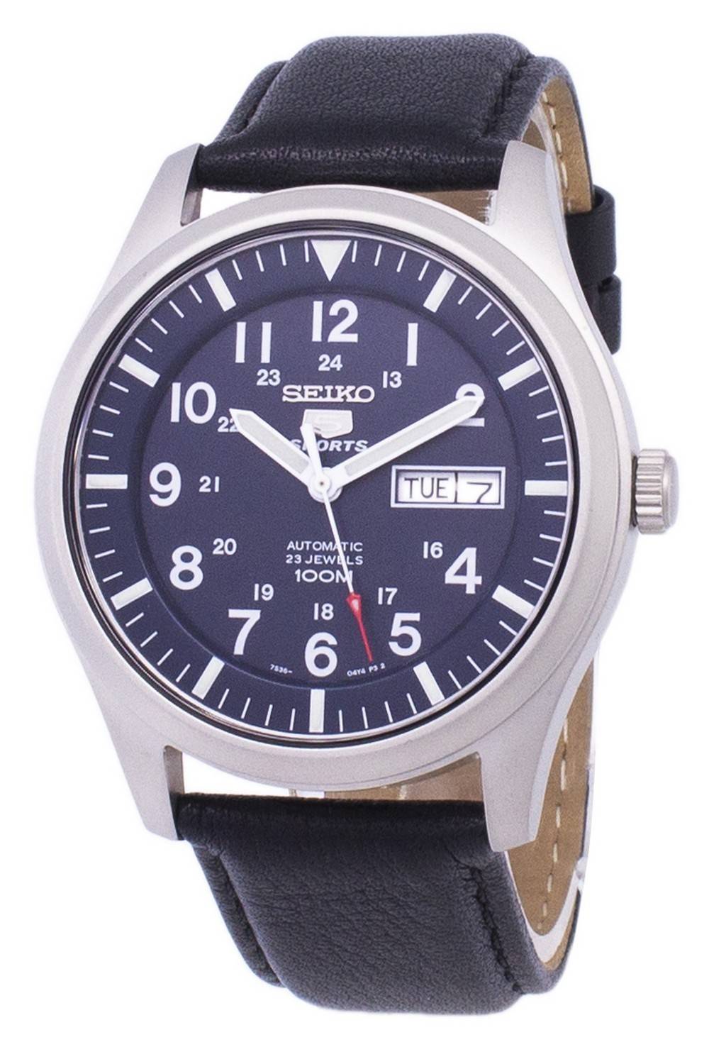 Seiko 5 Sports Automatic Black Leather SNZG11K1-var-LS10 100M Men's Watch