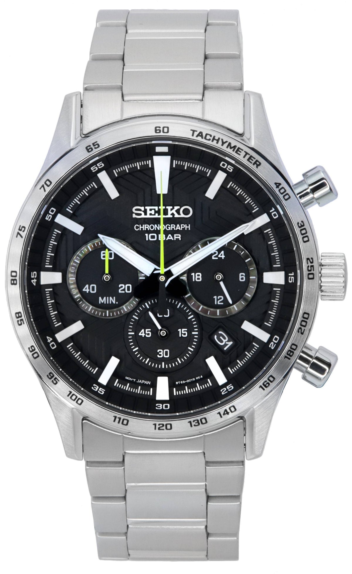 Seiko Urban Sports Chronograph Black Dial Quartz SSB413 SSB413P1 SSB413P 100M Men's Watch