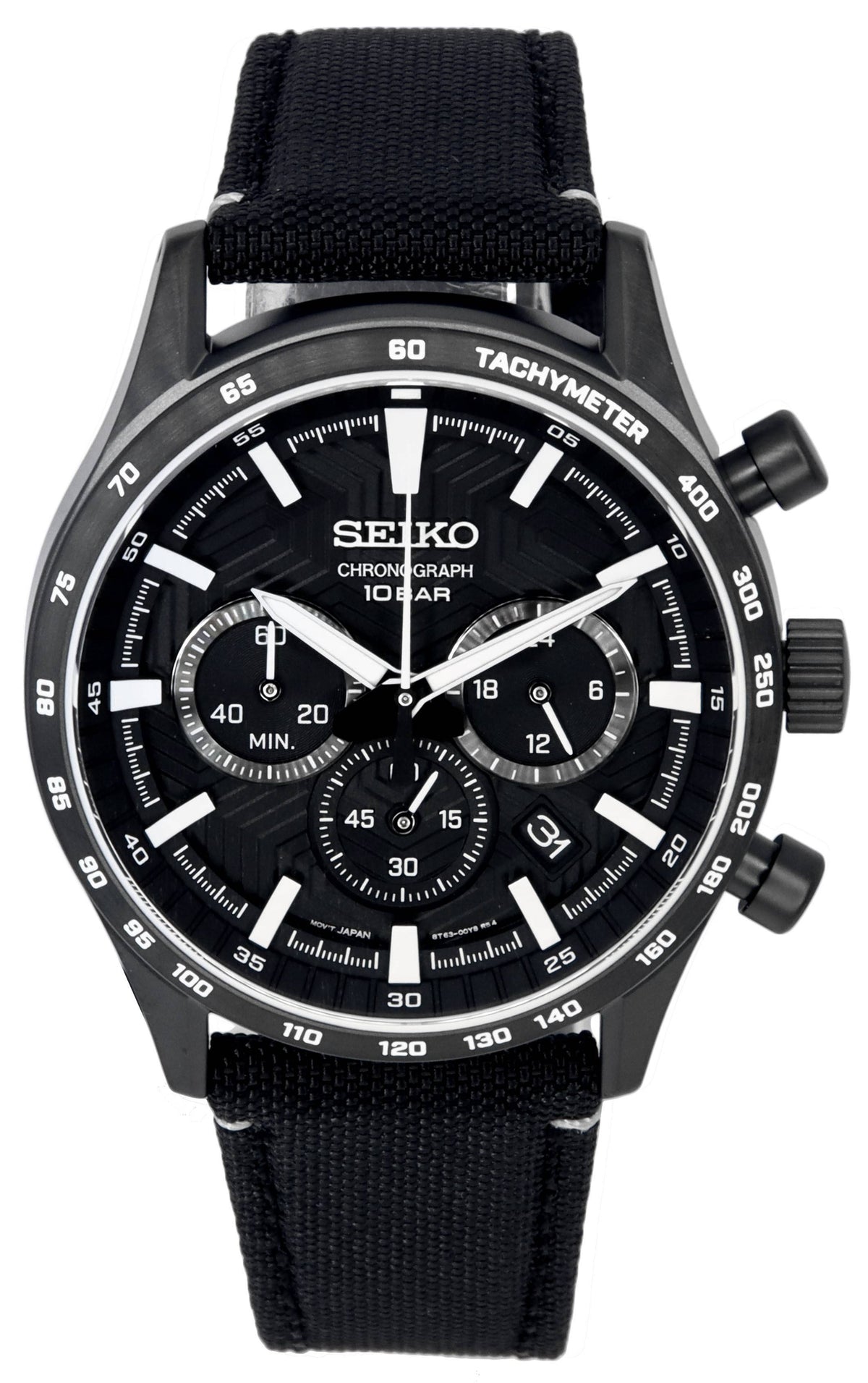 Seiko Urban Sports Chronograph Nylon Strap Black Dial Quartz SSB417 SSB417P1 SSB417P 100M Men's Watch