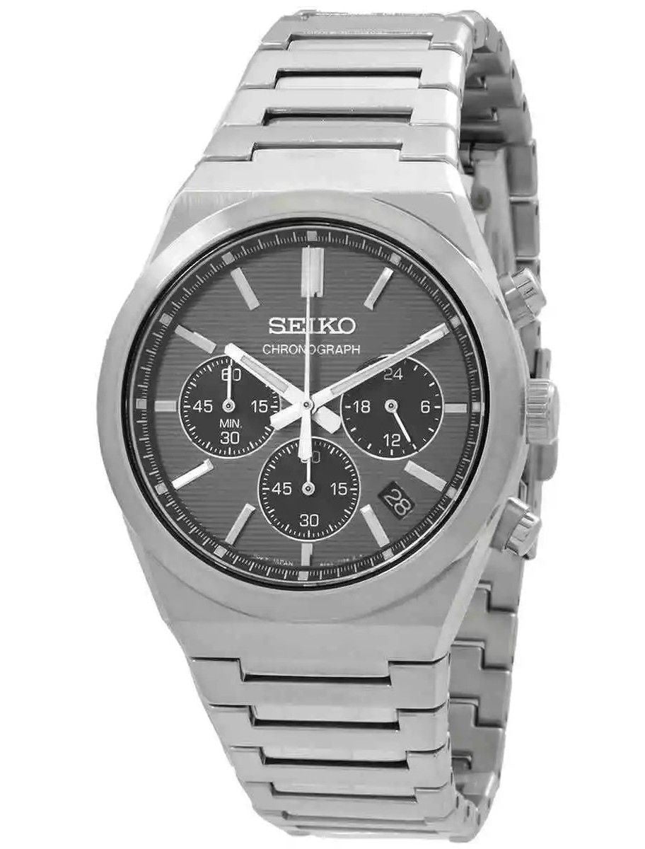 Seiko Discover More Classic Chronograph Stainless Steel Grey Dial Quartz SSB455P1 100M Men's Watch