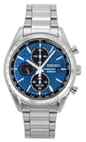 Seiko Chronograph Stainless Steel Blue Dial Solar SSC801P1 100M Men's Watch