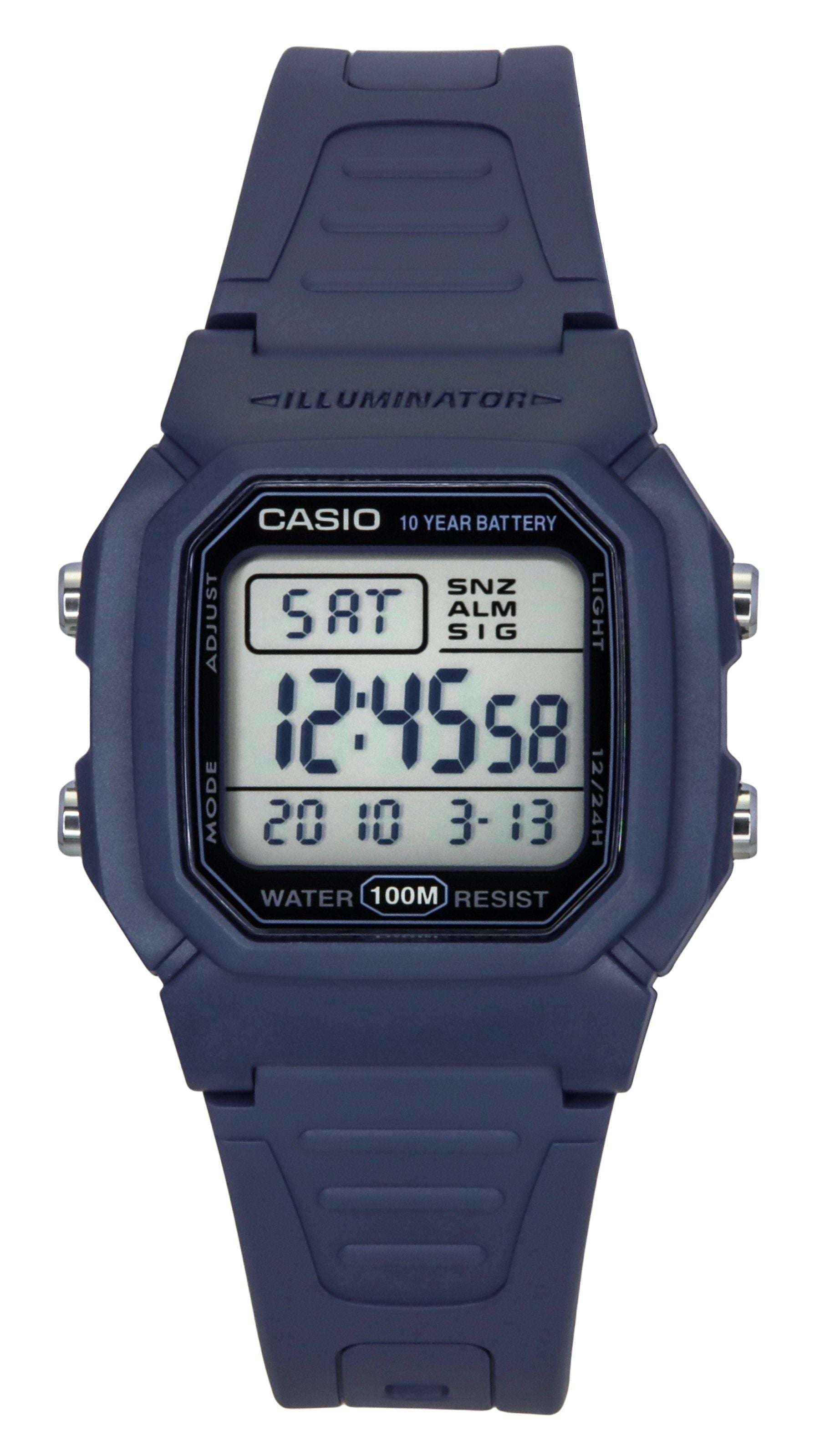 Casio Digital Resin Strap Light Blue Quartz W-800H-2AV 100M Men's Watch