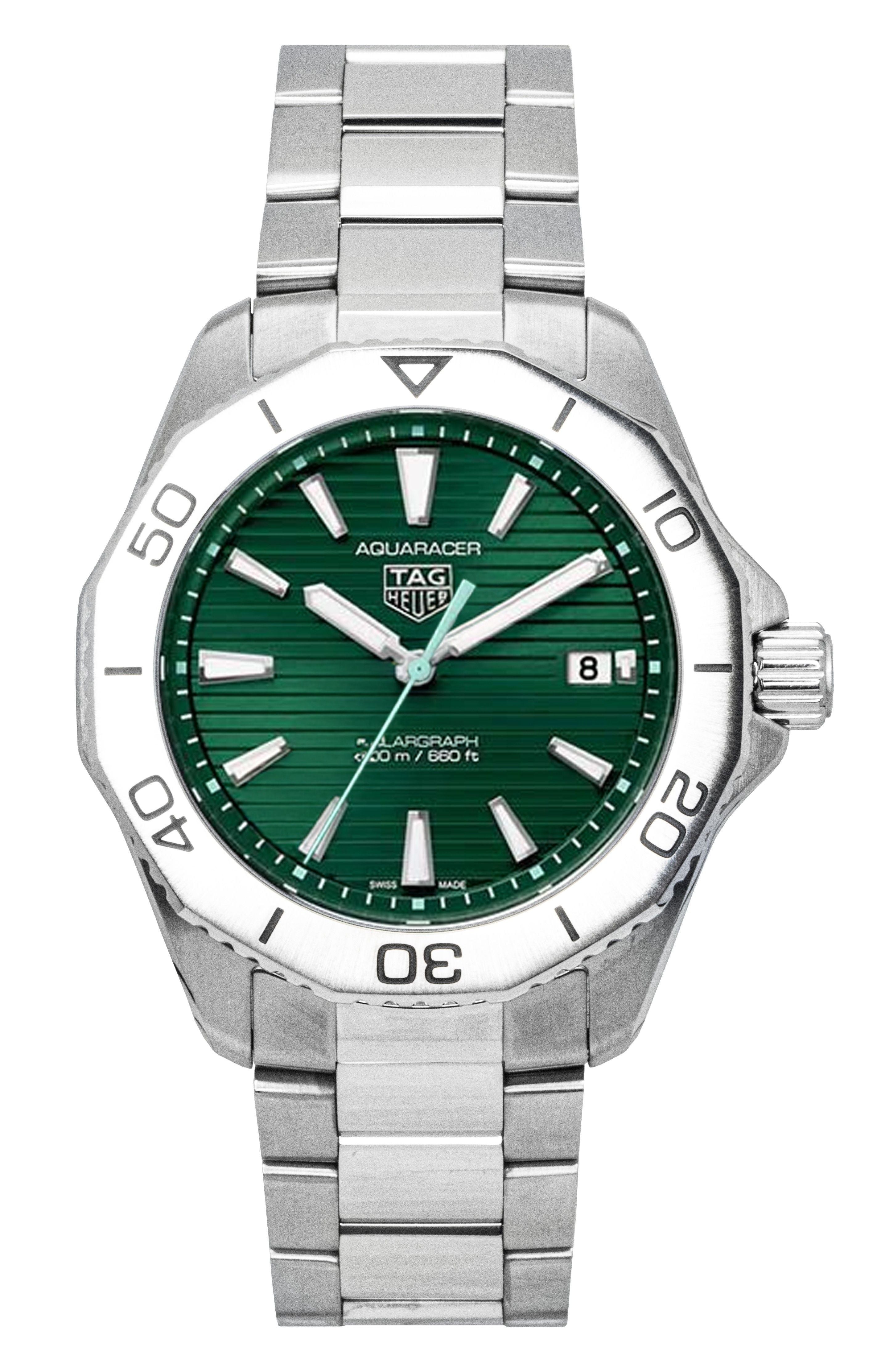 Tag Heuer Aquaracer Solargraph Stainless Steel Green Dial Quartz Diver's WBP1115.BA0000 200M Men's Watch