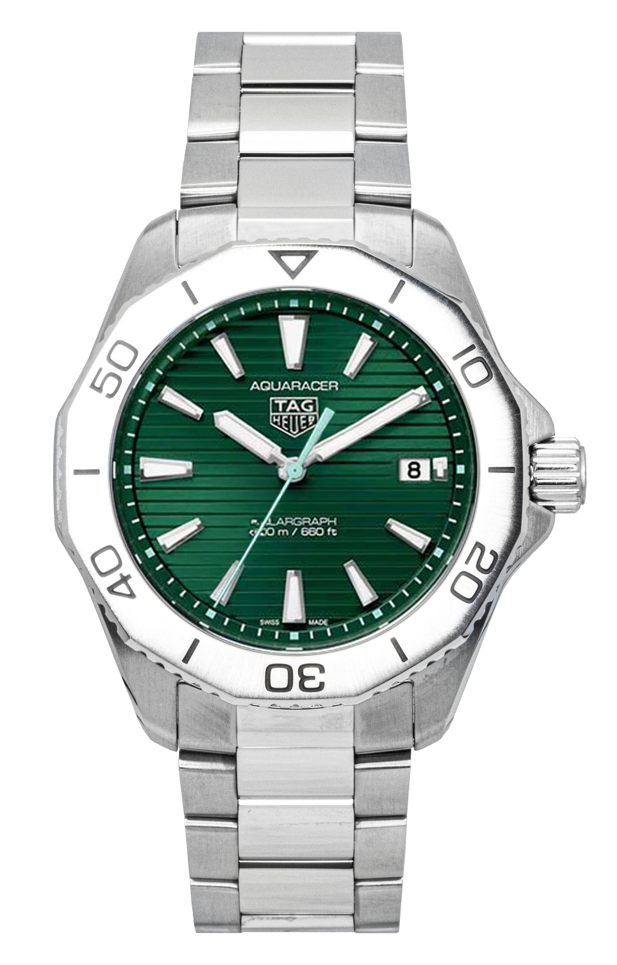 Tag Heuer Aquaracer Solargraph Stainless Steel Green Dial Quartz Diver's WBP1115.BA0000 200M Men's Watch