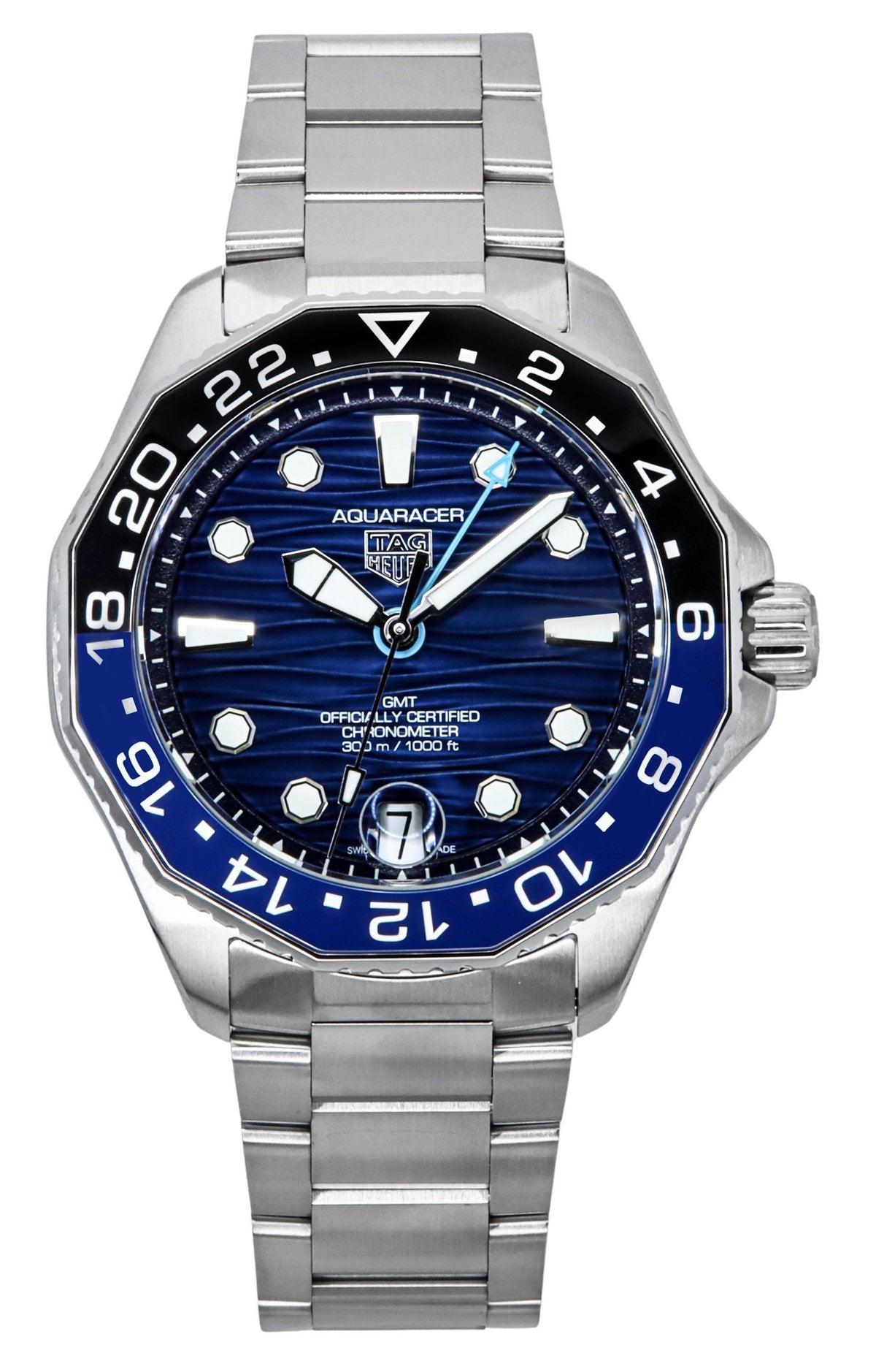 TAG Heuer Aquaracer Professional GMT Stainless Steel Blue Dial Automatic Diver's WBP5114.BA0013 300M Men's Watch