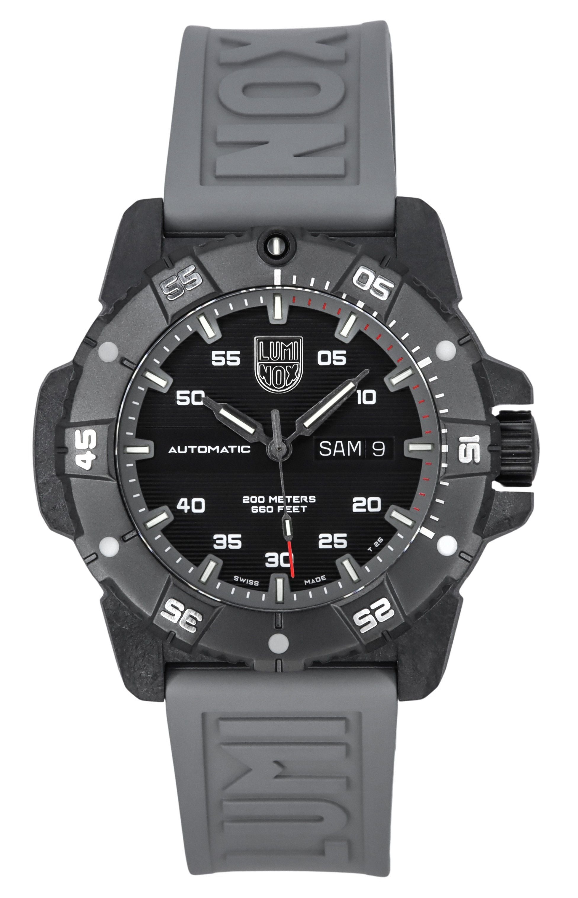 Luminox Master Carbon SEAL Grey Rubber Strap Black Dial Swiss Automatic Diver's XS.3862 200M Men's Watch