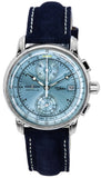 Zeppelin 100 Jahre Chronograph Leather Strap Ice Blue Dial Quartz 86704 Men's Watch